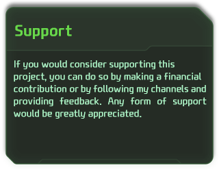 If you would consider supporting this project, you can do so by making a financial contribution or by following my channels and providing feedback. Any form of support would be greatly appreciated.